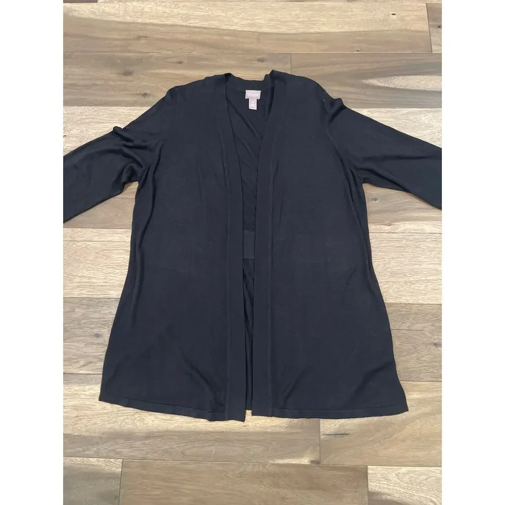 Chico’s Black Wrap Cardigan Size 3 (XL) Lightweight Soft Drape Open Front